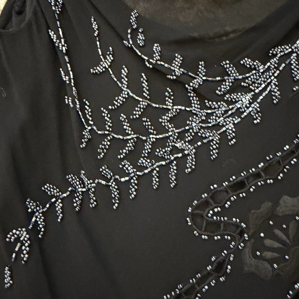 Sue Wong Nocturne 100% Silk Beaded Black Cocktail Dress Black 4 Small XS - Picture 10 of 15